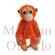 мягк.обезьянка сумочка на молнии 43см оранж.цвет