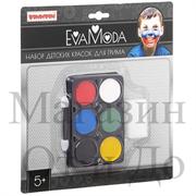 Eva Moda. Детские краски для грима (6 цветов) с аппликатором и спонжем
